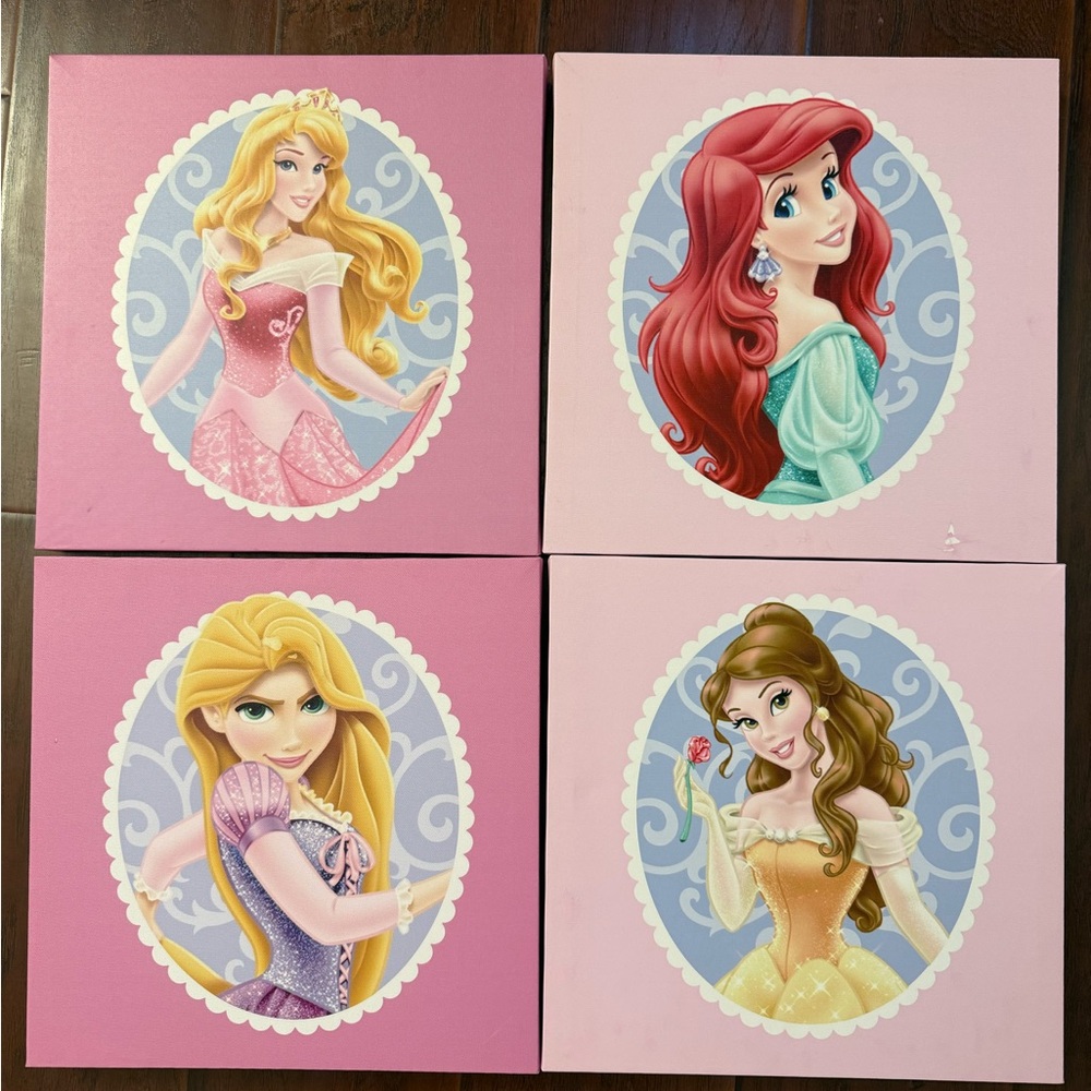 Disney Princess Pink and Blue Canvas Art Set